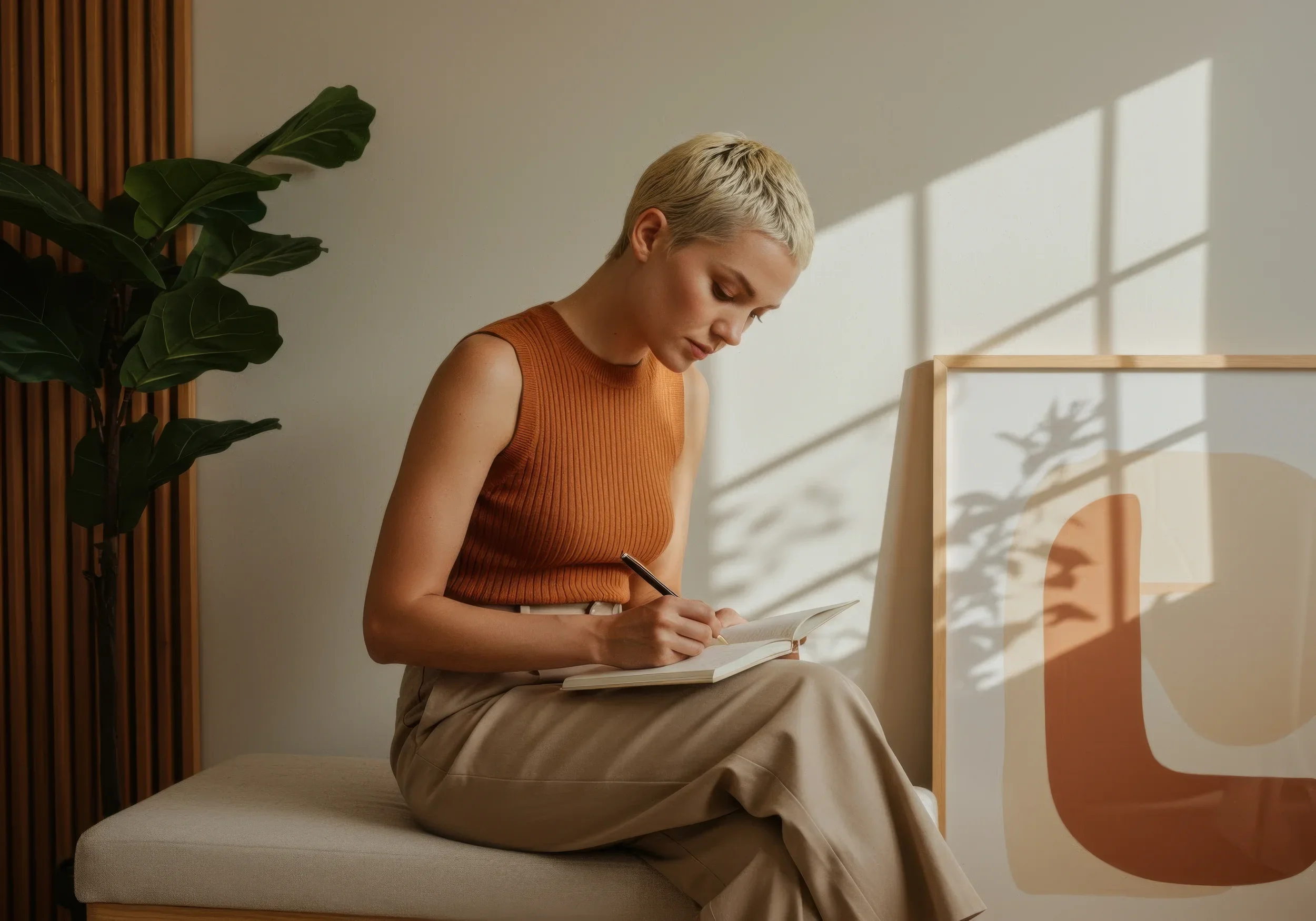 Woman writing in a notebook